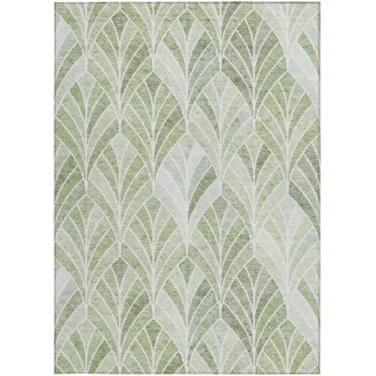 Sage Artichoke Green And Mint Green Geometric Washable Indoor Outdoor Area Rug Photo 8