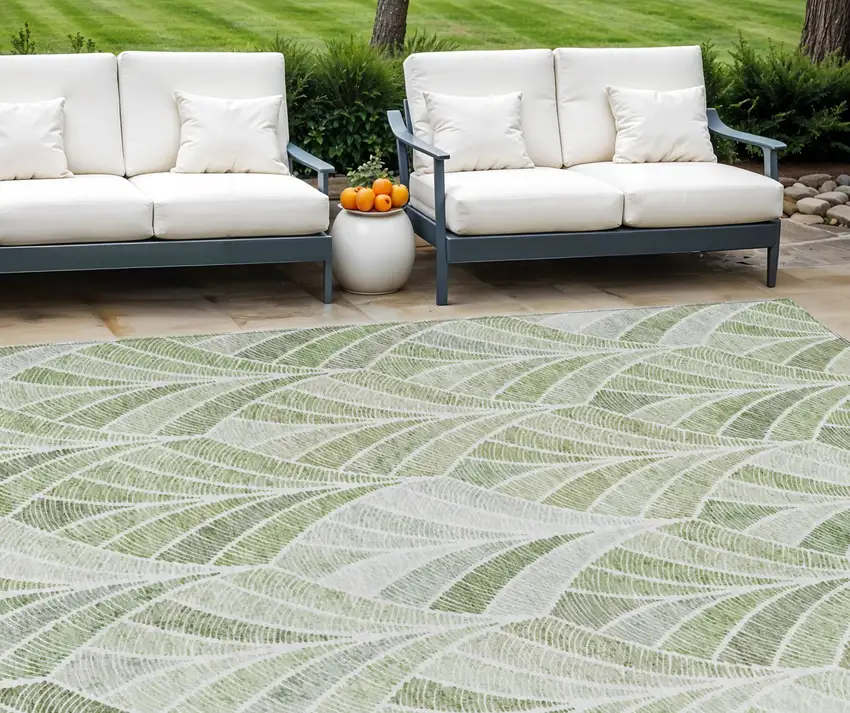 Sage Artichoke Green And Mint Green Geometric Washable Indoor Outdoor Area Rug Photo 1