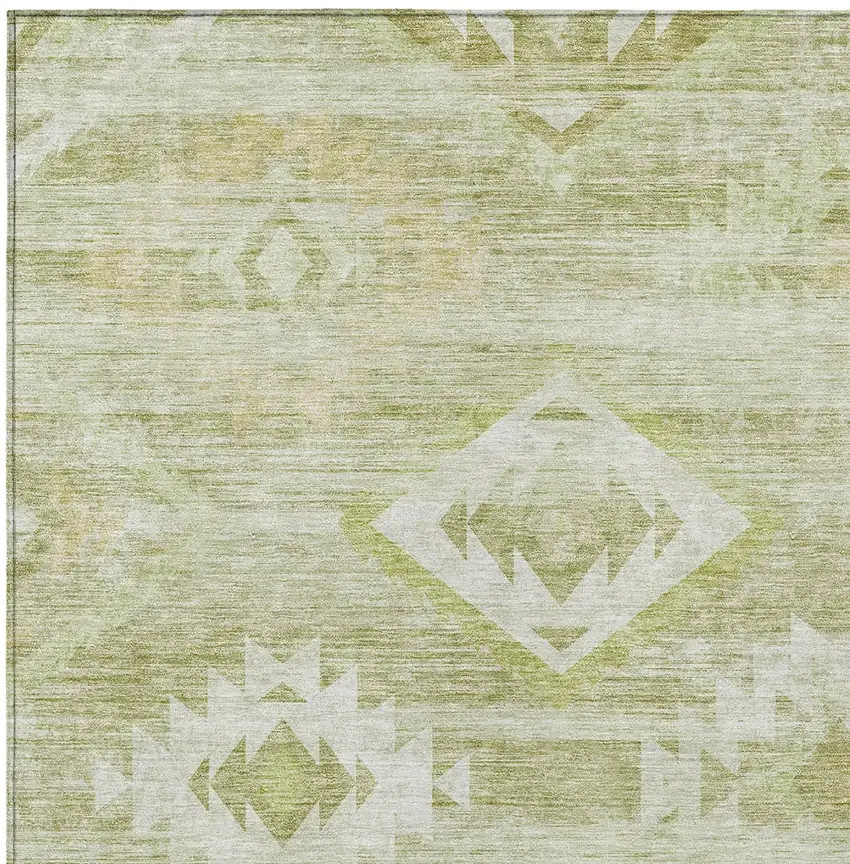 Sage Artichoke Green And Mint Green Southwestern Washable Indoor Outdoor Area Rug Photo 6
