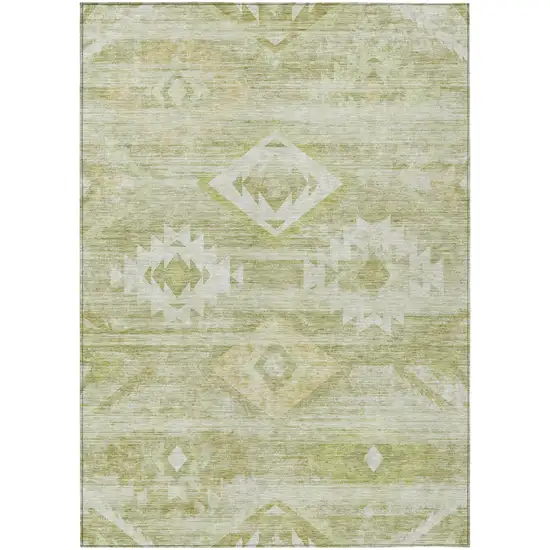 Sage Artichoke Green And Mint Green Southwestern Washable Indoor Outdoor Area Rug Photo 2
