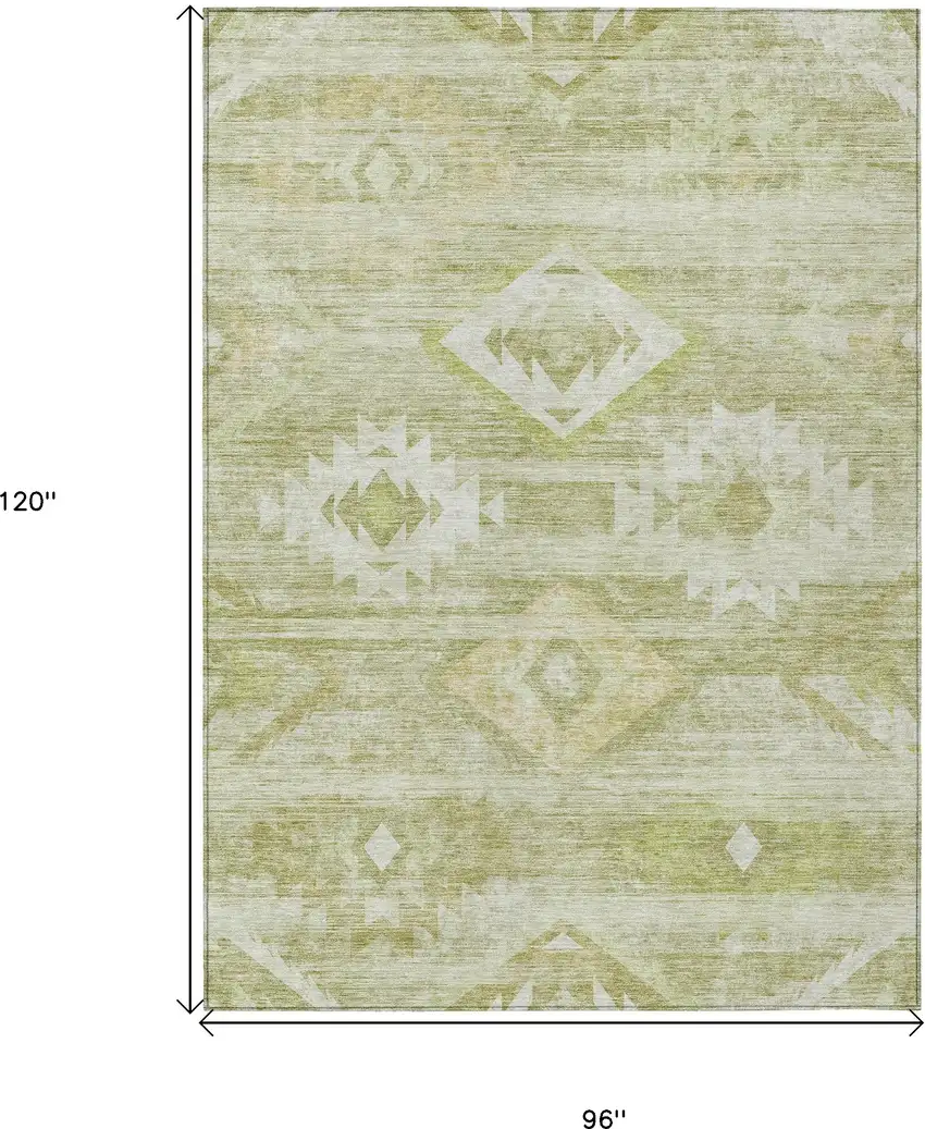 Sage Artichoke Green And Mint Green Southwestern Washable Indoor Outdoor Area Rug Photo 3