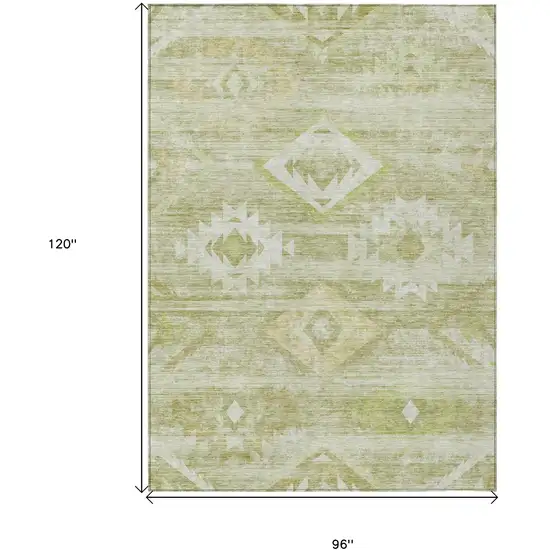 Sage Artichoke Green And Mint Green Southwestern Washable Indoor Outdoor Area Rug Photo 3