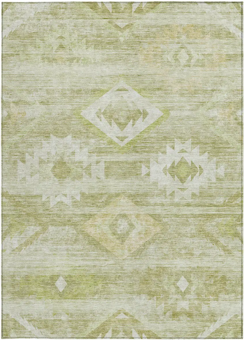 Sage Artichoke Green And Mint Green Southwestern Washable Indoor Outdoor Area Rug Photo 7