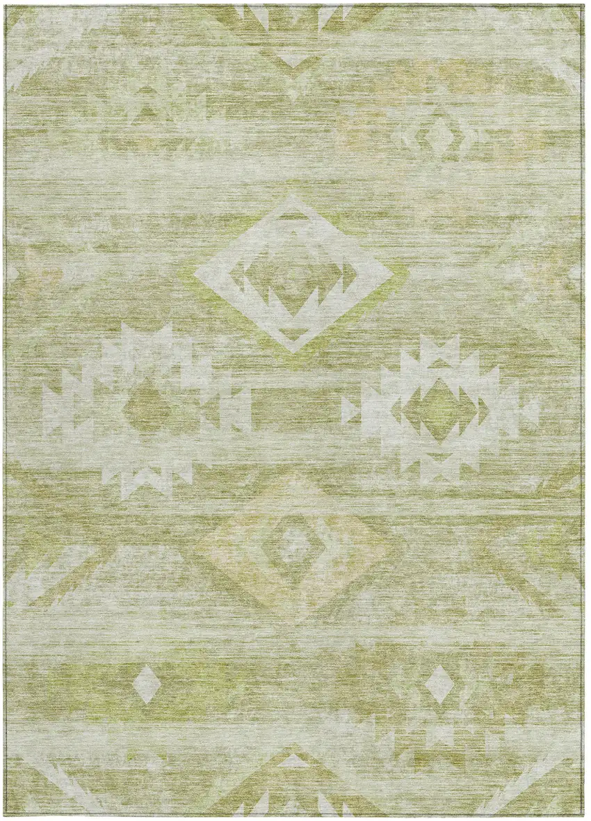 Sage Artichoke Green And Mint Green Southwestern Washable Indoor Outdoor Area Rug Photo 7