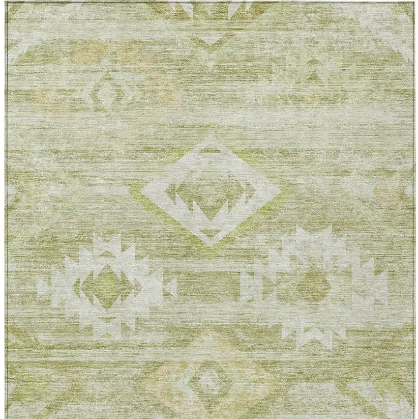 Sage Artichoke Green And Mint Green Southwestern Washable Indoor Outdoor Area Rug Photo 6