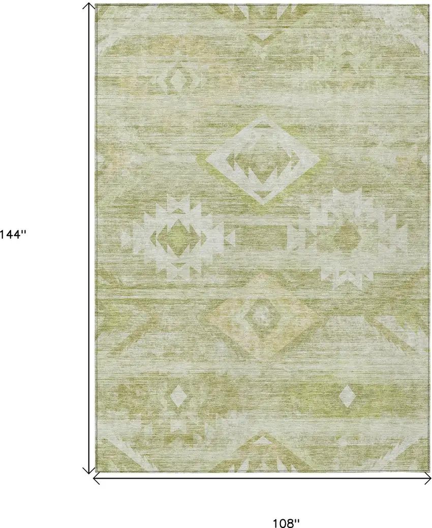 Sage Artichoke Green And Mint Green Southwestern Washable Indoor Outdoor Area Rug Photo 3