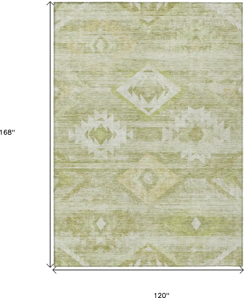 Sage Artichoke Green And Mint Green Southwestern Washable Indoor Outdoor Area Rug Photo 3