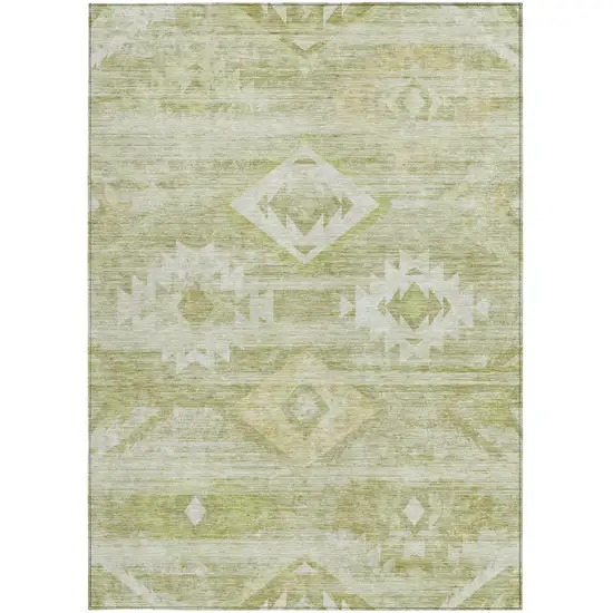Sage Artichoke Green And Mint Green Southwestern Washable Indoor Outdoor Area Rug Photo 6