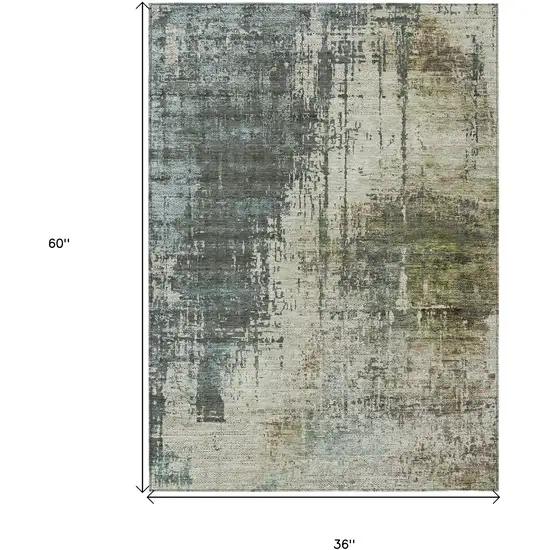 Sage Beige And Brown Abstract Washable Indoor Outdoor Area Rug Photo 7