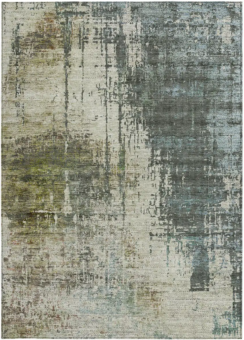 Sage Beige And Brown Abstract Washable Indoor Outdoor Area Rug Photo 6