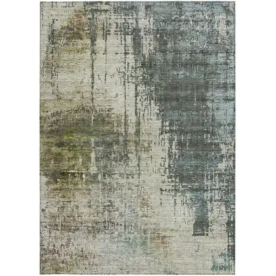 Sage Beige And Brown Abstract Washable Indoor Outdoor Area Rug Photo 6