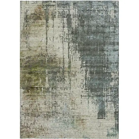 Sage Beige And Brown Abstract Washable Indoor Outdoor Area Rug Photo 6