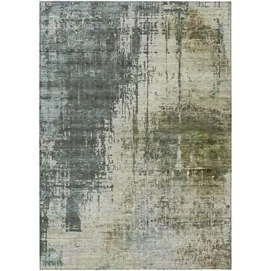 Sage Beige And Brown Abstract Washable Indoor Outdoor Area Rug Photo 2