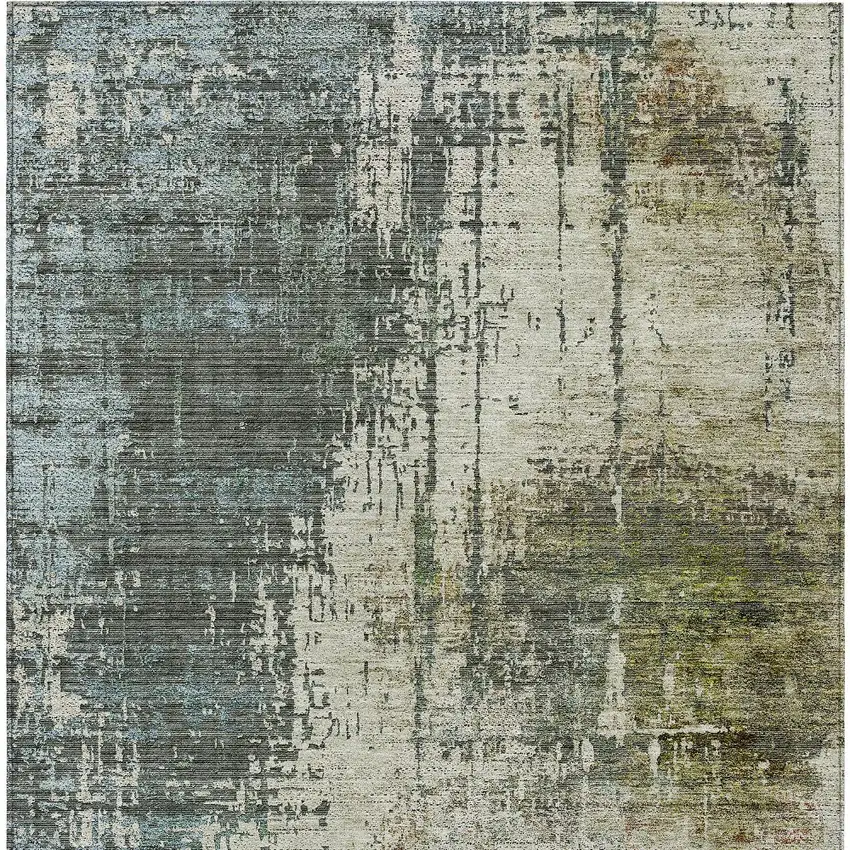Sage Beige And Brown Abstract Washable Indoor Outdoor Area Rug Photo 7