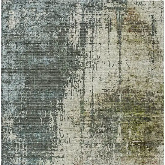 Sage Beige And Brown Abstract Washable Indoor Outdoor Area Rug Photo 7