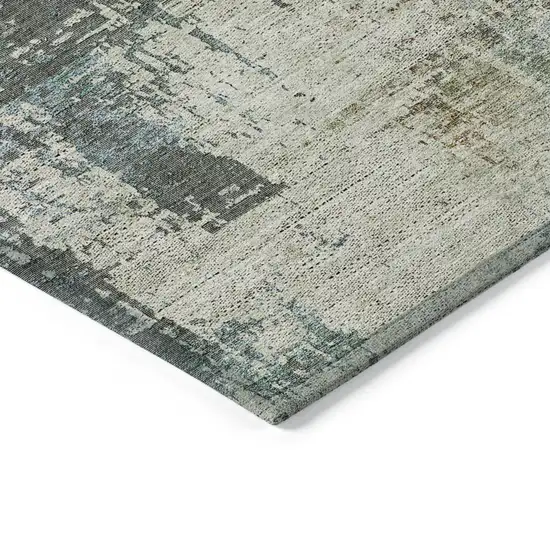 Sage Beige And Brown Abstract Washable Indoor Outdoor Area Rug Photo 5