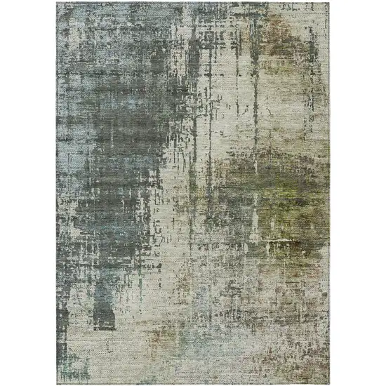 Sage Beige And Brown Abstract Washable Indoor Outdoor Area Rug Photo 2