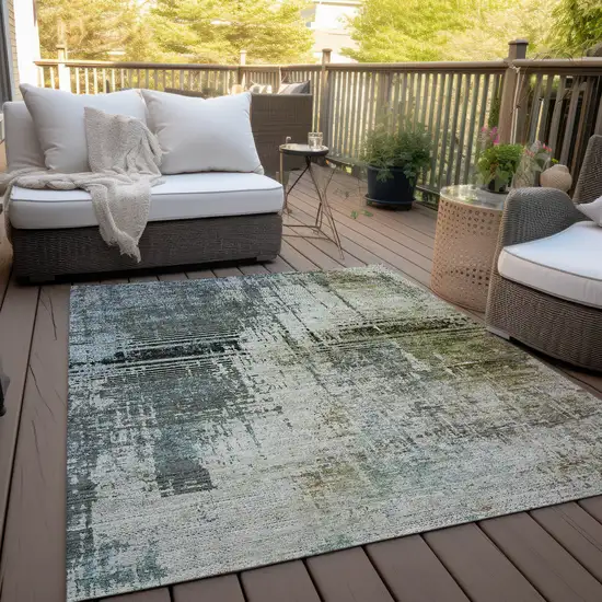 Sage Beige And Brown Abstract Washable Indoor Outdoor Area Rug Photo 8