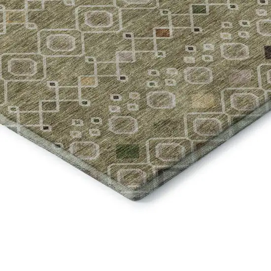 Sage Beige And Gold Southwestern Washable Area Rug With UV Protection Photo 7