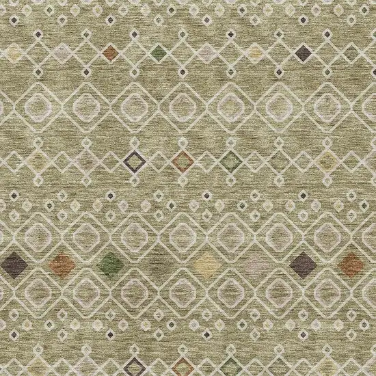 Sage Beige And Gold Southwestern Washable Area Rug With UV Protection Photo 2