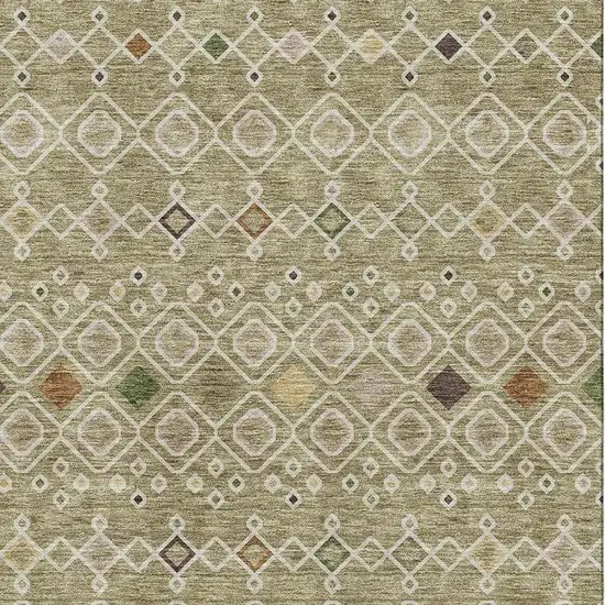 Sage Beige And Gold Southwestern Washable Area Rug With UV Protection Photo 2
