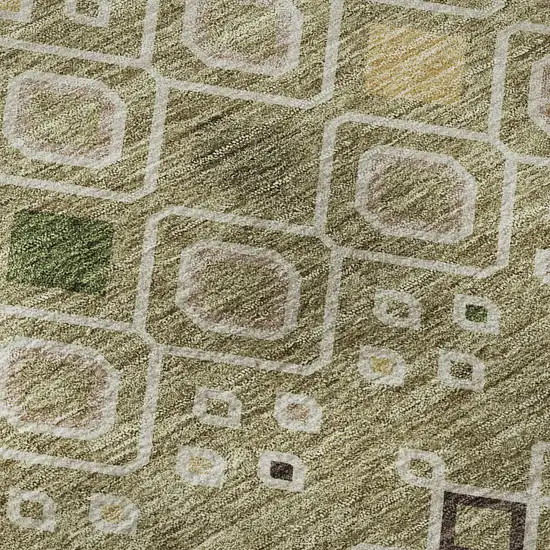 Sage Beige And Gold Southwestern Washable Area Rug With UV Protection Photo 9