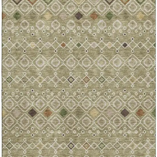 Sage Beige And Gold Southwestern Washable Area Rug With UV Protection Photo 3