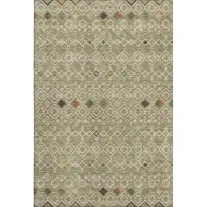 Photo of Sage Beige And Gold Southwestern Washable Area Rug With UV Protection