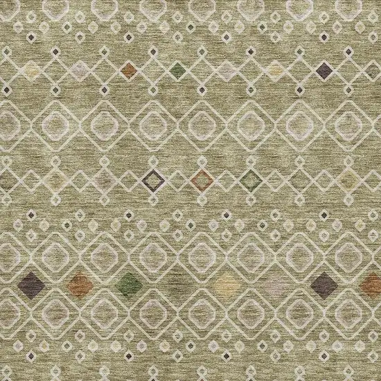 Sage Beige And Gold Southwestern Washable Area Rug With UV Protection Photo 2