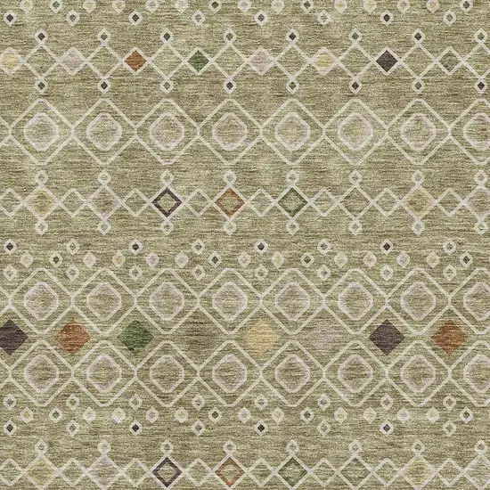 Sage Beige And Gold Southwestern Washable Area Rug With UV Protection Photo 2