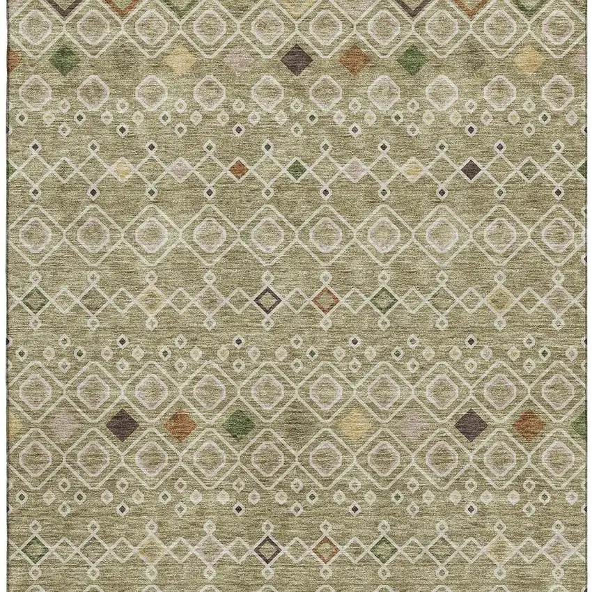 Sage Beige And Gold Southwestern Washable Area Rug With UV Protection Photo 4