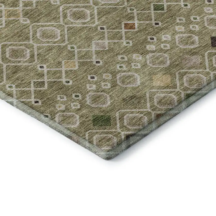 Sage Beige And Gold Southwestern Washable Area Rug With UV Protection Photo 7