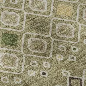 Photo of Sage Beige And Gold Southwestern Washable Area Rug With UV Protection
