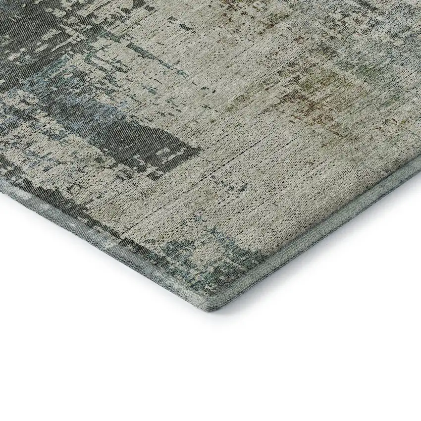 Sage Beige And Gray Abstract Washable Area Rug With UV Protection Photo 9