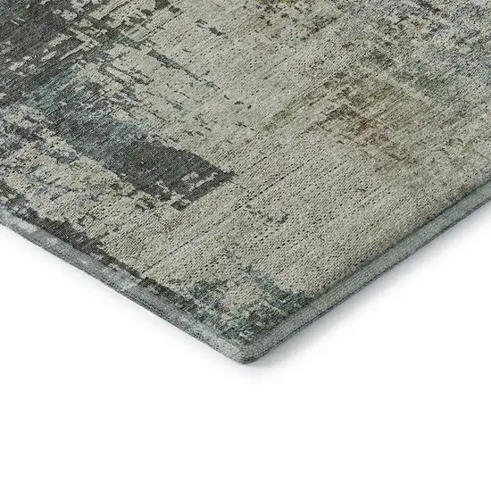 Sage Beige And Gray Abstract Washable Area Rug With UV Protection Photo 8