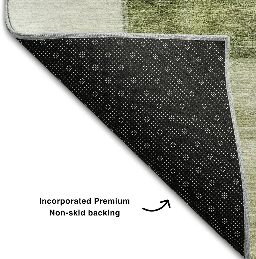 Sage Beige And Gray Geometric Washable Area Rug With UV Protection Photo 6