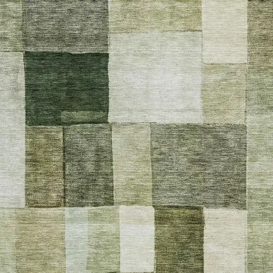 Sage Beige And Gray Geometric Washable Area Rug With UV Protection Photo 2