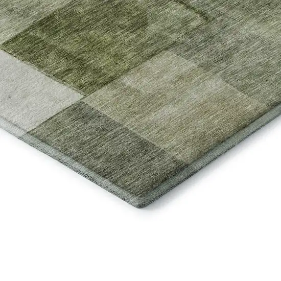 Sage Beige And Gray Geometric Washable Area Rug With UV Protection Photo 7