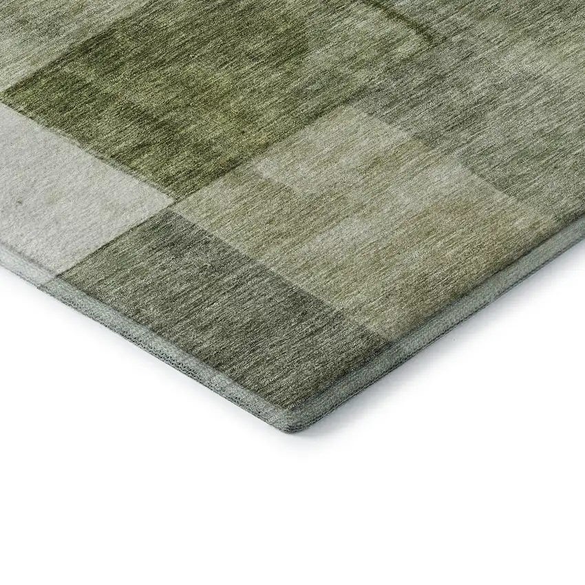 Sage Beige And Gray Geometric Washable Area Rug With UV Protection Photo 7