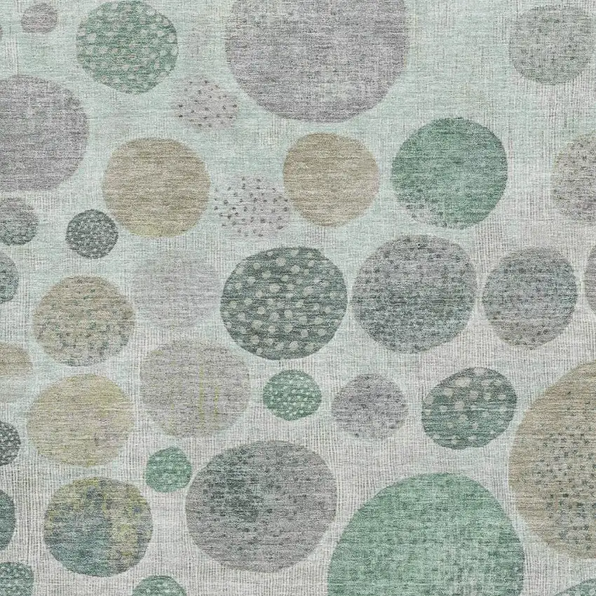 Sage Beige And Tan Geometric Washable Area Rug With UV Protection Photo 3