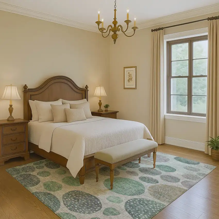 Sage Beige And Tan Geometric Washable Area Rug With UV Protection Photo 6