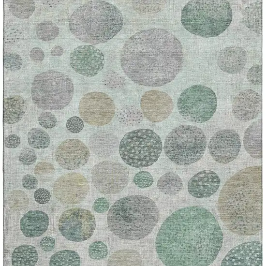 Sage Beige And Tan Geometric Washable Area Rug With UV Protection Photo 4