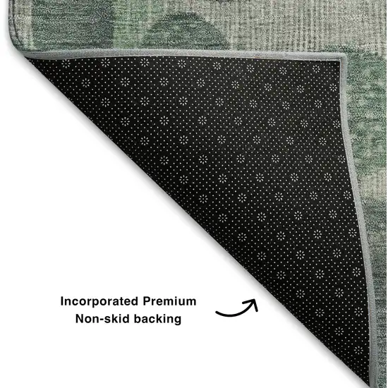 Sage Beige And Tan Geometric Washable Area Rug With UV Protection Photo 6