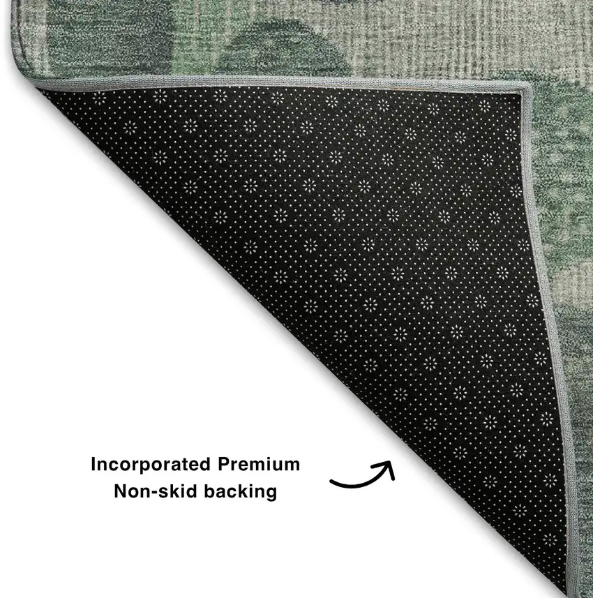 Sage Beige And Tan Geometric Washable Area Rug With UV Protection Photo 7