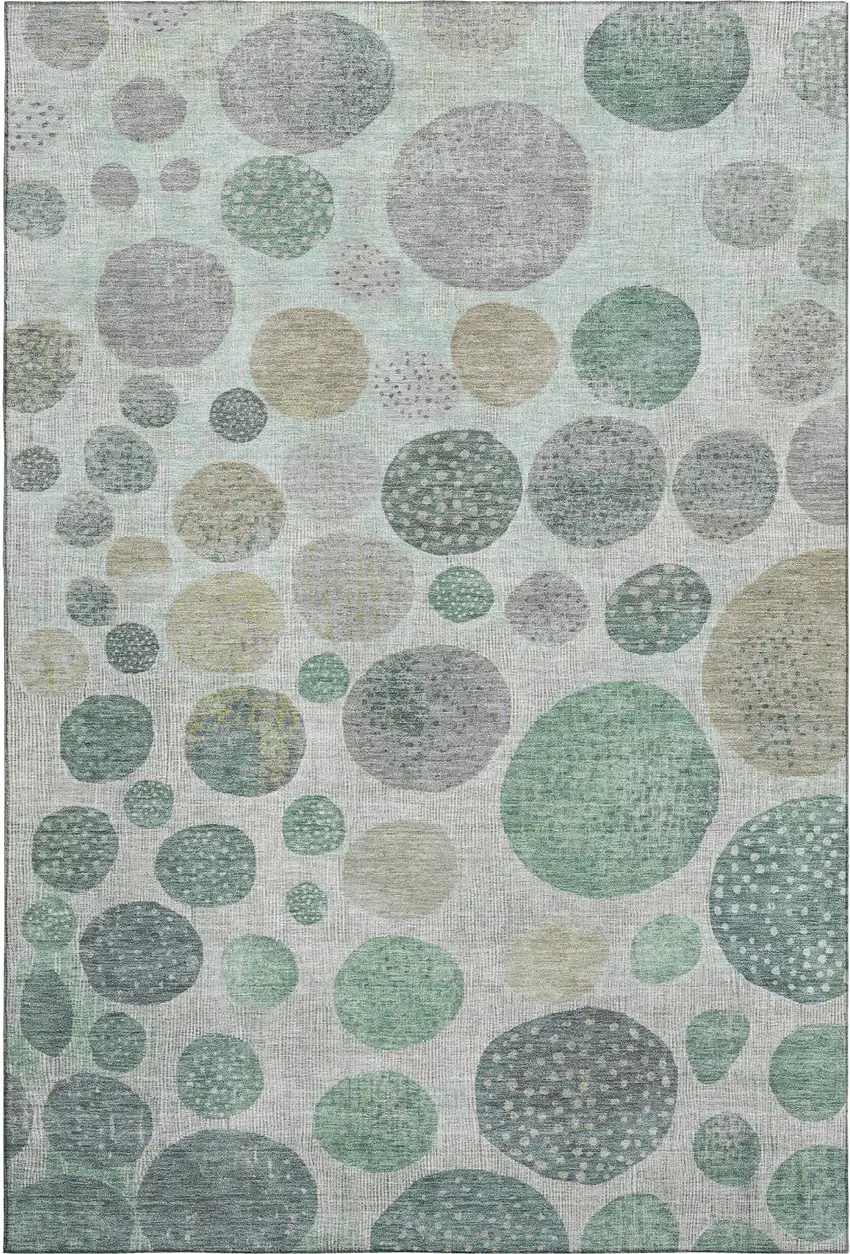 Sage Beige And Tan Geometric Washable Area Rug With UV Protection Photo 1