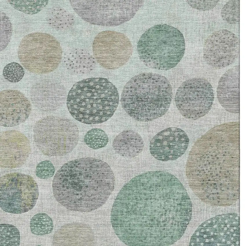 Sage Beige And Tan Geometric Washable Area Rug With UV Protection Photo 3