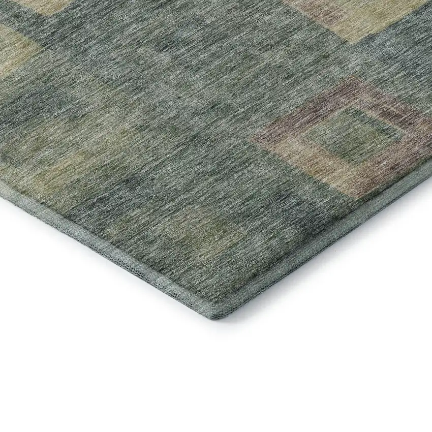 Sage Beige And Taupe Geometric Washable Area Rug With UV Protection Photo 6
