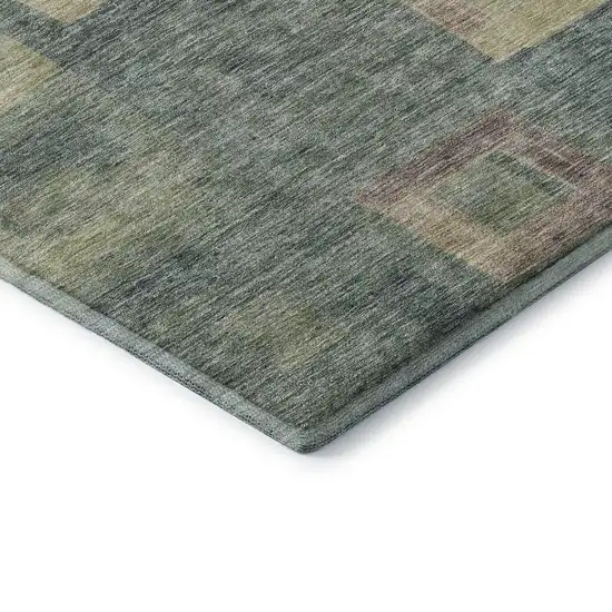 Sage Beige And Taupe Geometric Washable Area Rug With UV Protection Photo 7