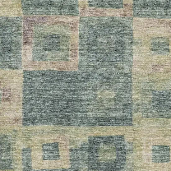 Sage Beige And Taupe Geometric Washable Area Rug With UV Protection Photo 2