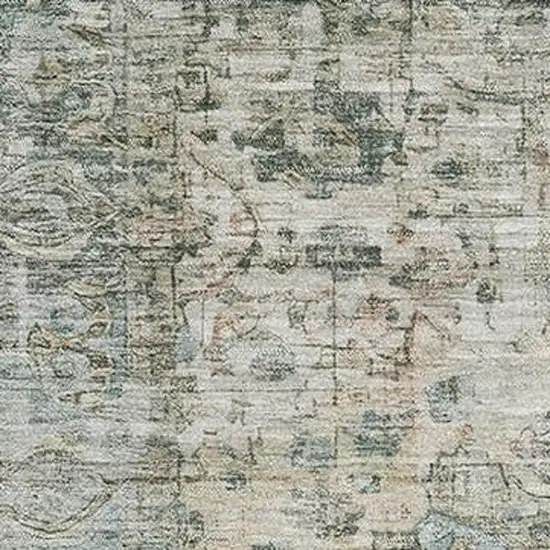 Sage Beige And Teal Oriental Washable Area Rug With UV Protection Photo 2